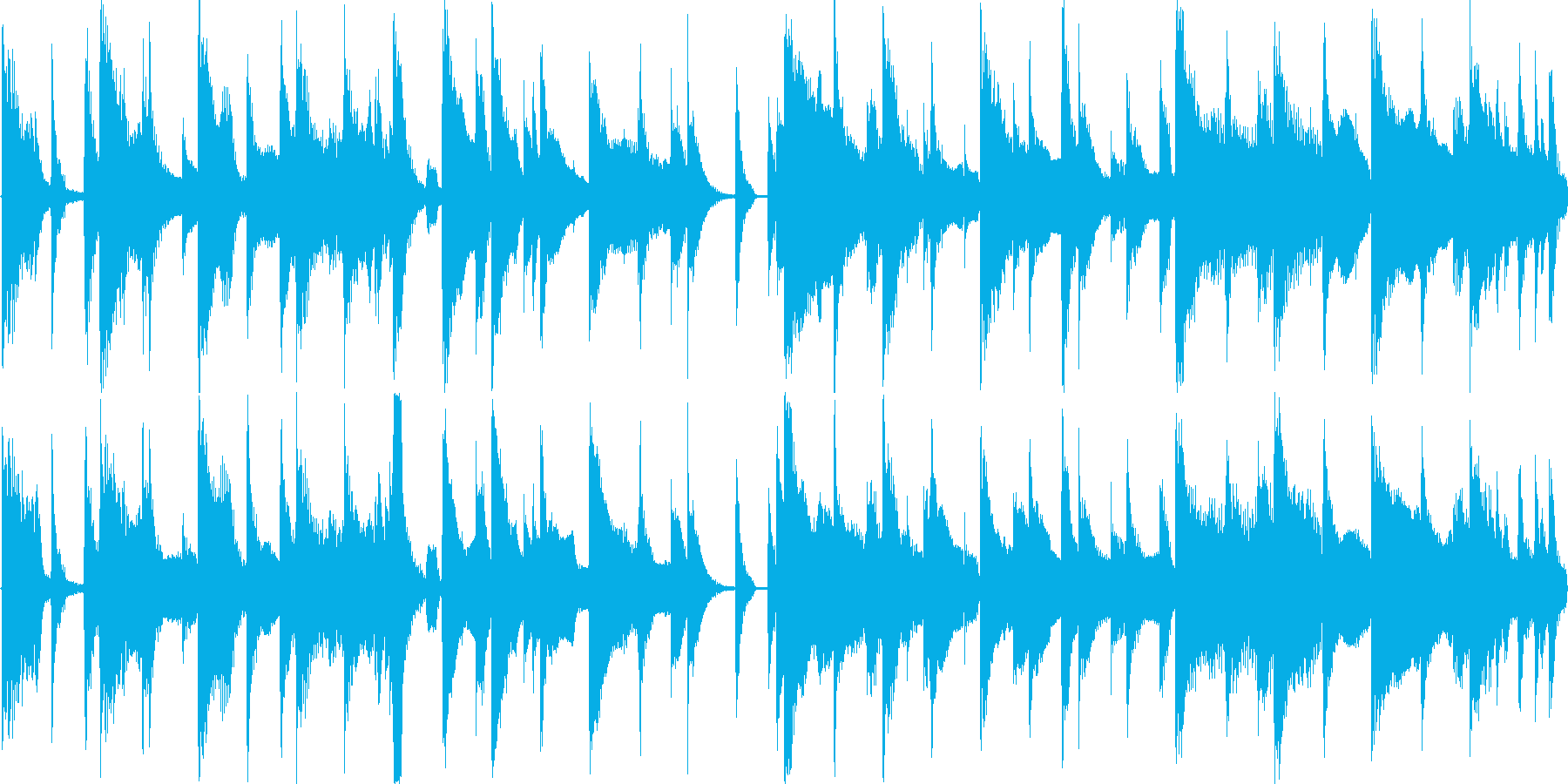 細かく刻まれたリズムをもとにした楽曲で…の再生済みの波形