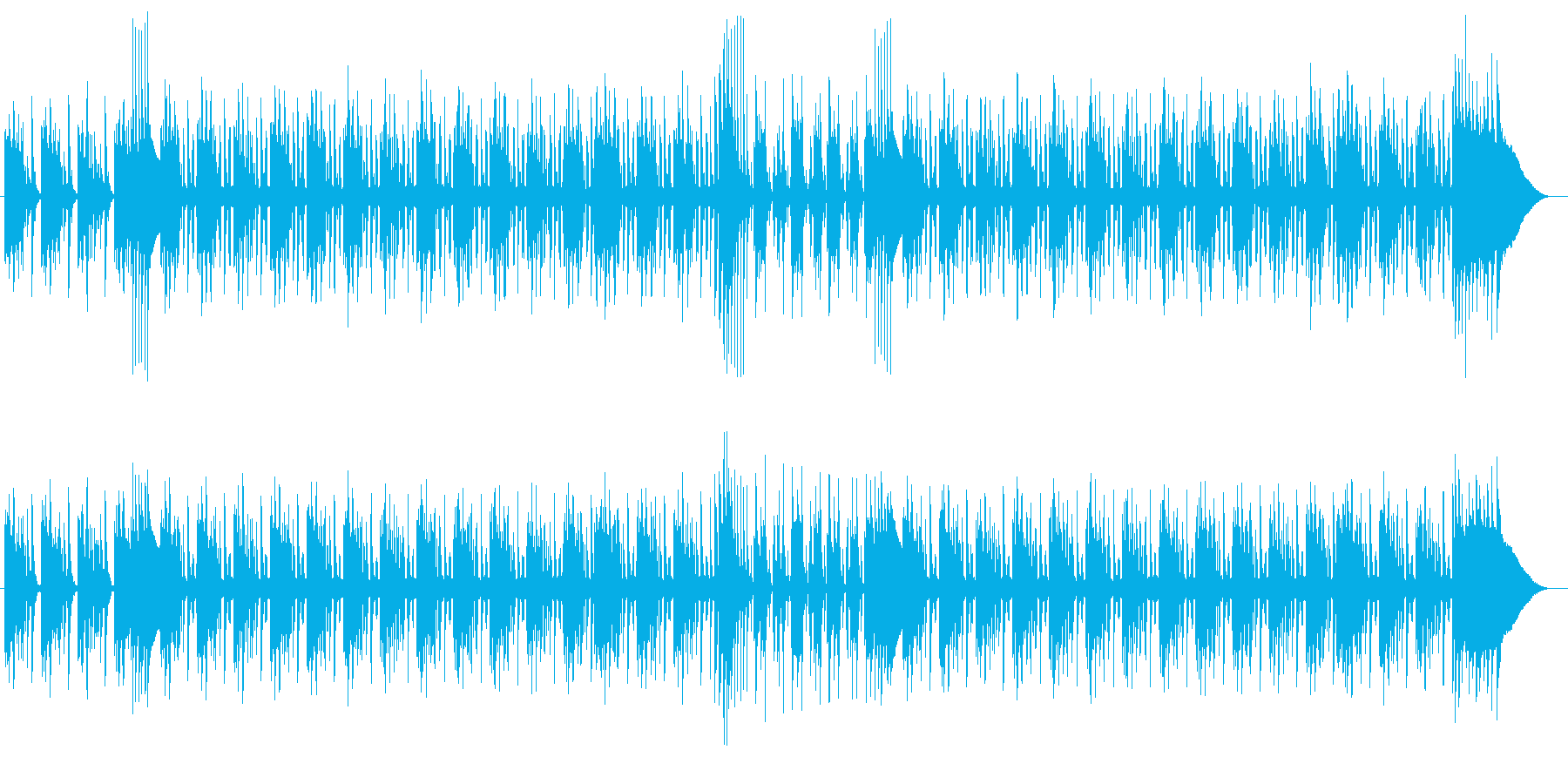 スモーキーな低音ギターの響くダブの曲の再生済みの波形