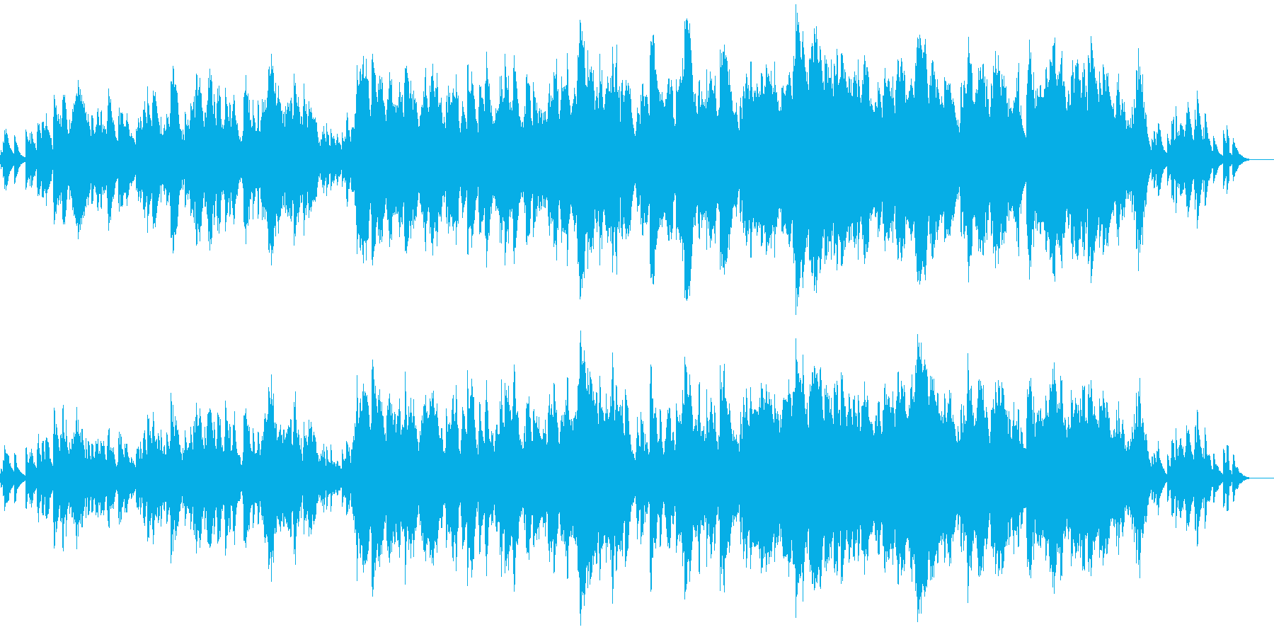 風が棚引いているような環境音楽の再生済みの波形