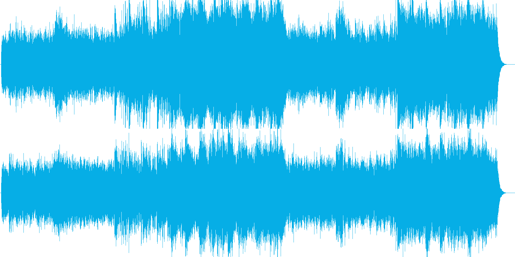 晴れやかでゆったりしたシンセサイザー楽曲の再生済みの波形