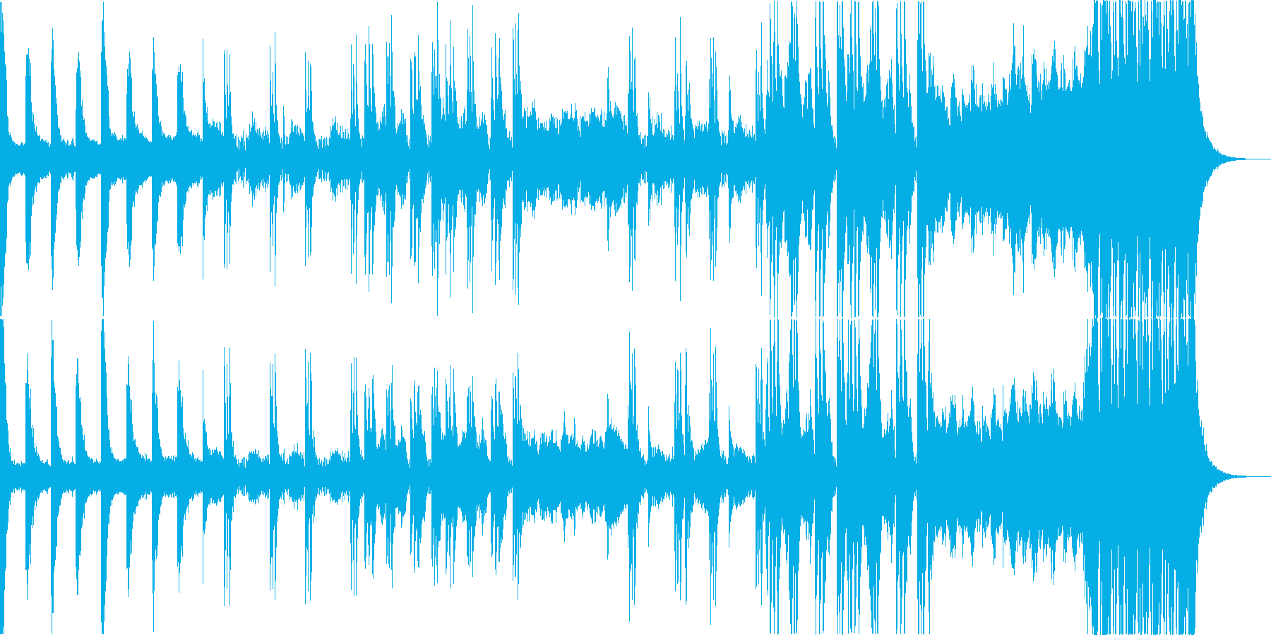 リズミカルで緊迫感のあるオーケストラ楽曲の再生済みの波形