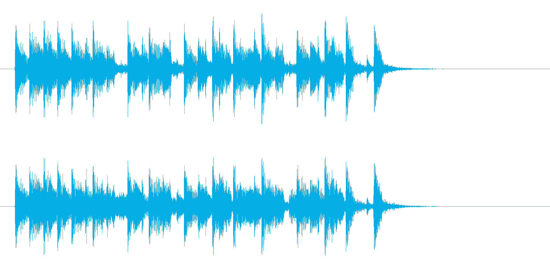 アップテンポの明るいシンセサイザーの曲の再生済みの波形
