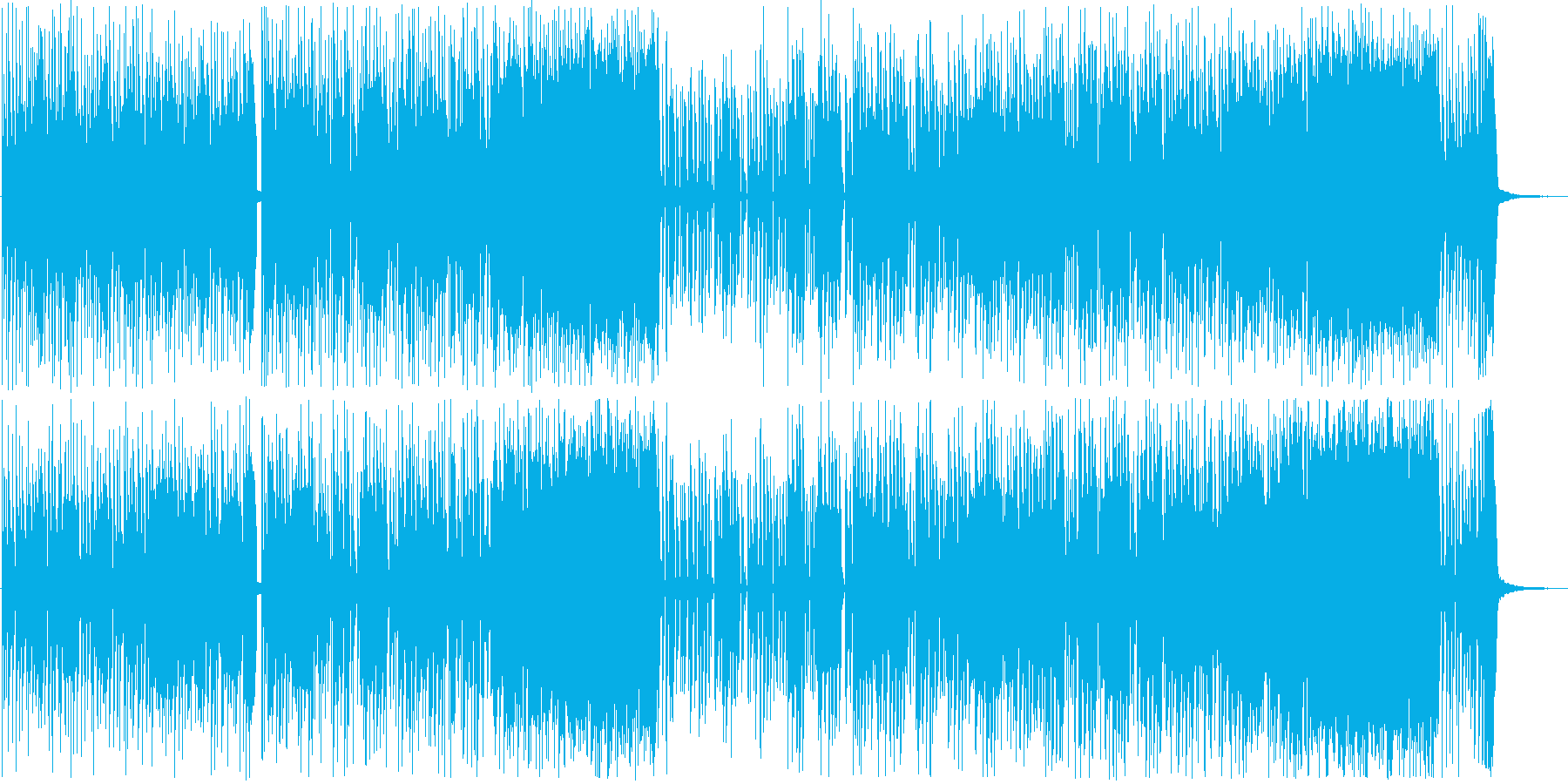 ハイテンポでリズミカルなファンク調の曲の再生済みの波形