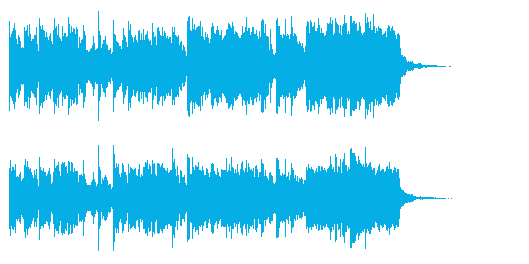 テンポよい明るい短めのシンセサイザーの曲の再生済みの波形