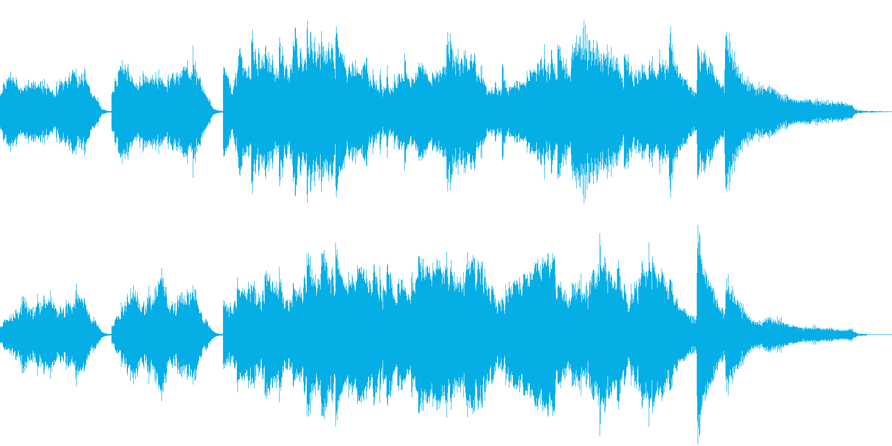 美しくロマンチックな短いピアノの曲の再生済みの波形