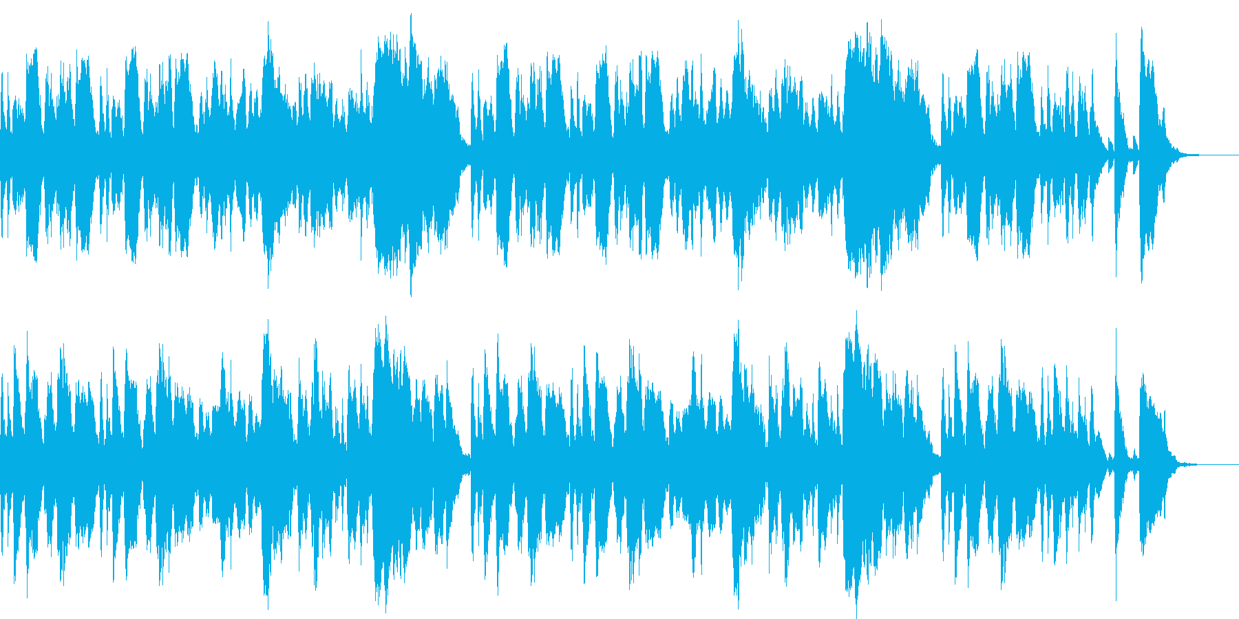 ほのぼのとした雰囲気のオーケストラ曲の再生済みの波形