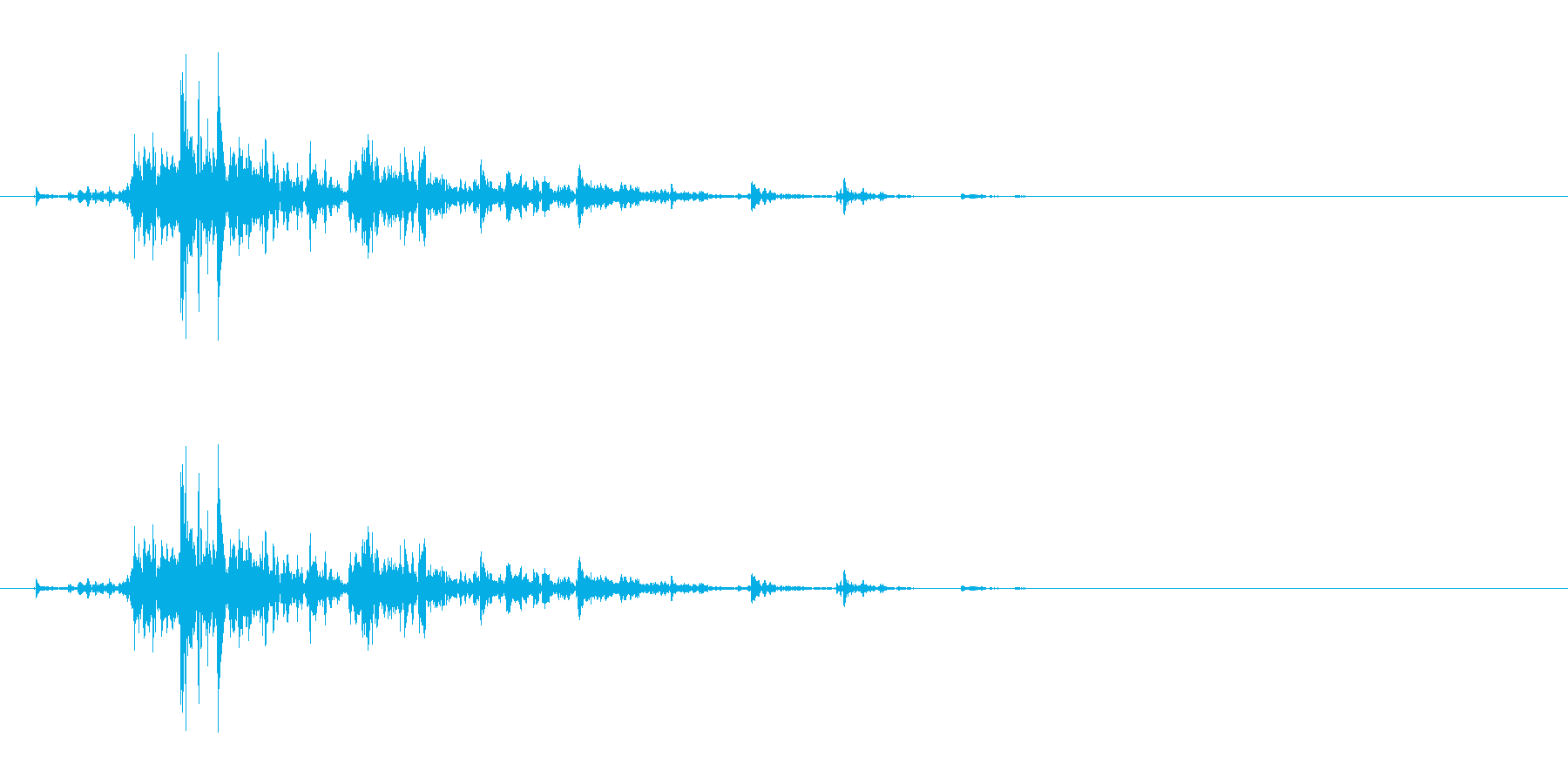 「シャン!」ウッドチャイムの渇いた単発音の再生済みの波形