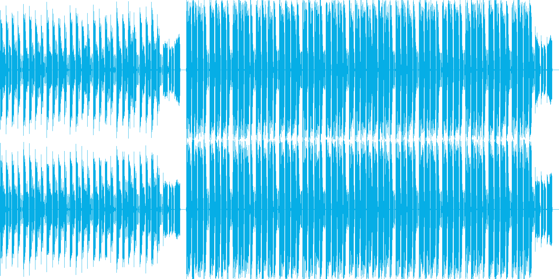 ピコピコ音のする4つ打ちBGMの再生済みの波形