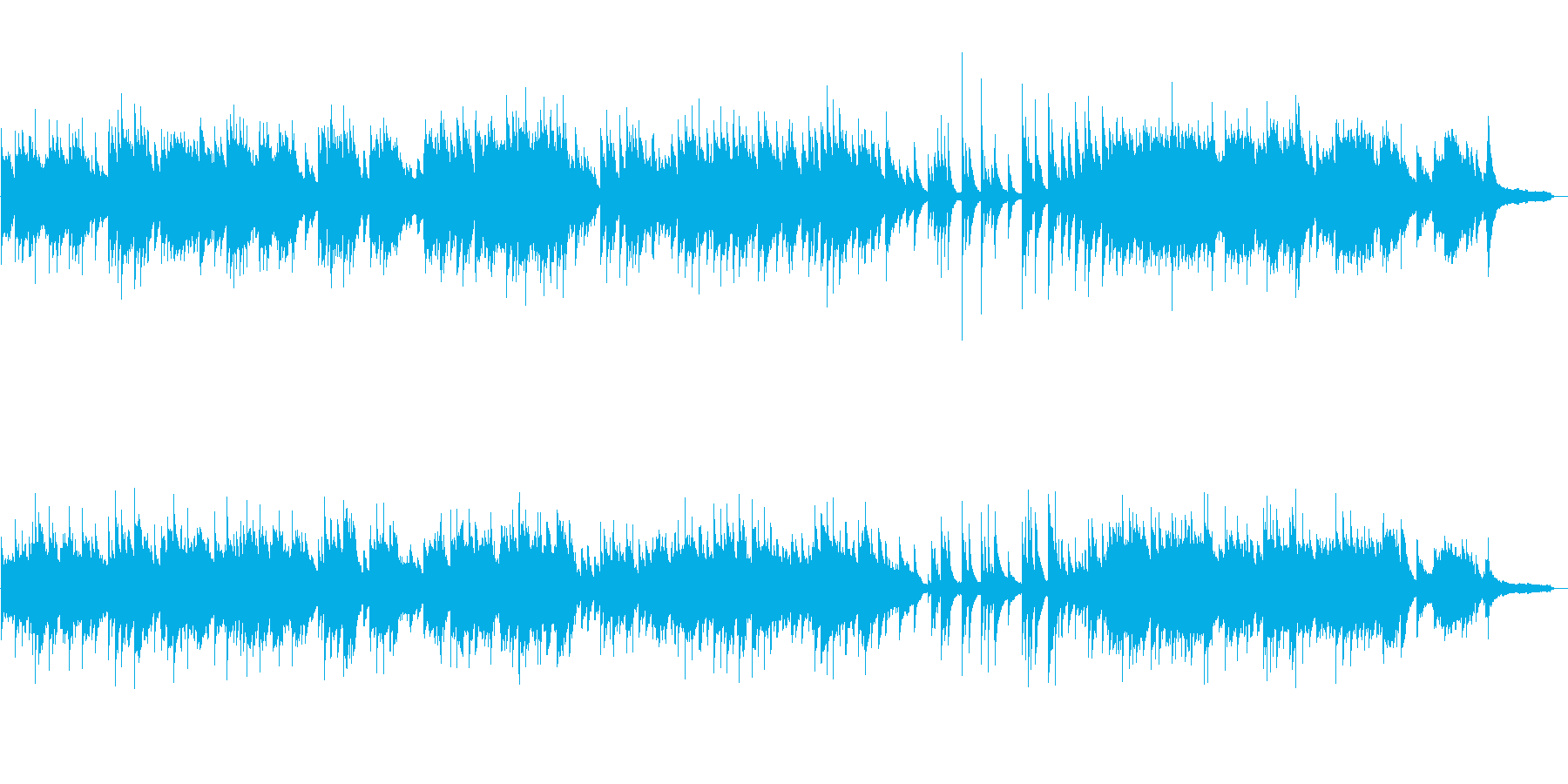 優しい雰囲気のピアノソロ曲の再生済みの波形