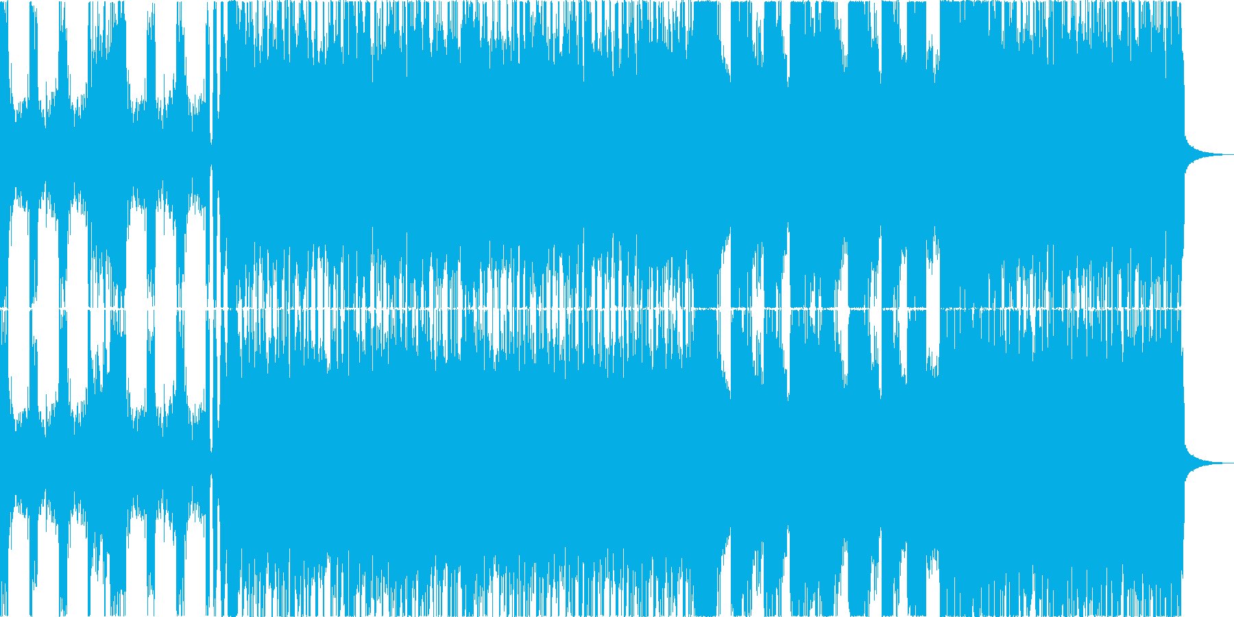激しいギターリフで展開するハードロック曲の再生済みの波形