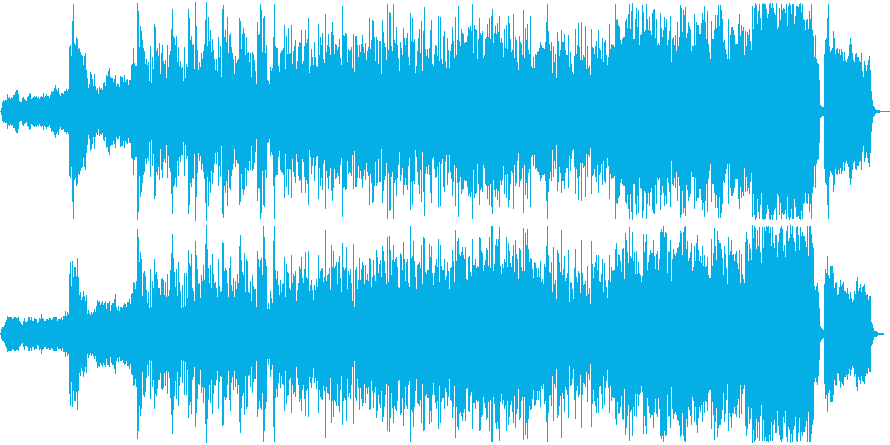 オープニングに適した緊迫感のあるBGMの再生済みの波形