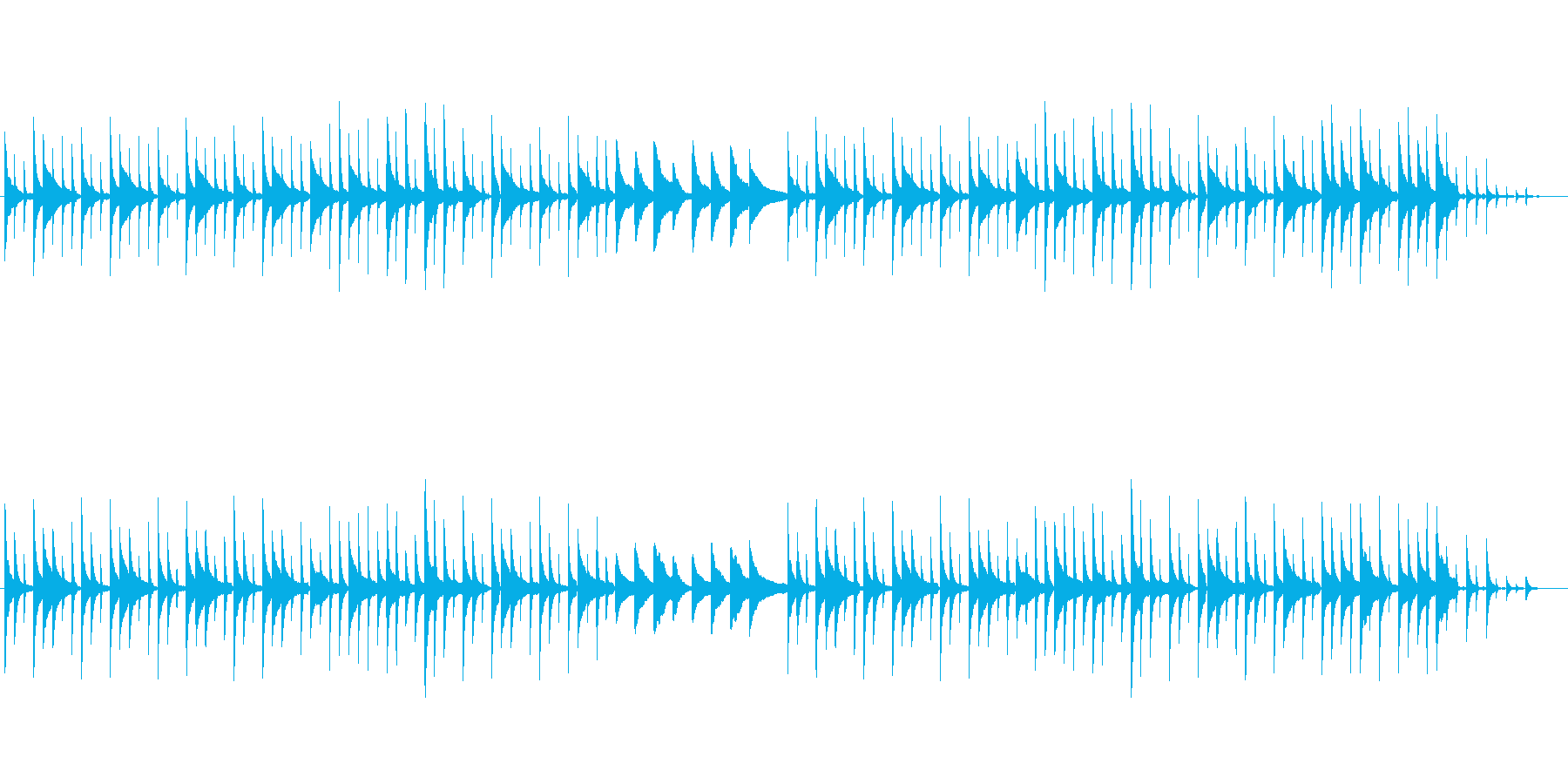 静かで不規則なピアノの曲の再生済みの波形