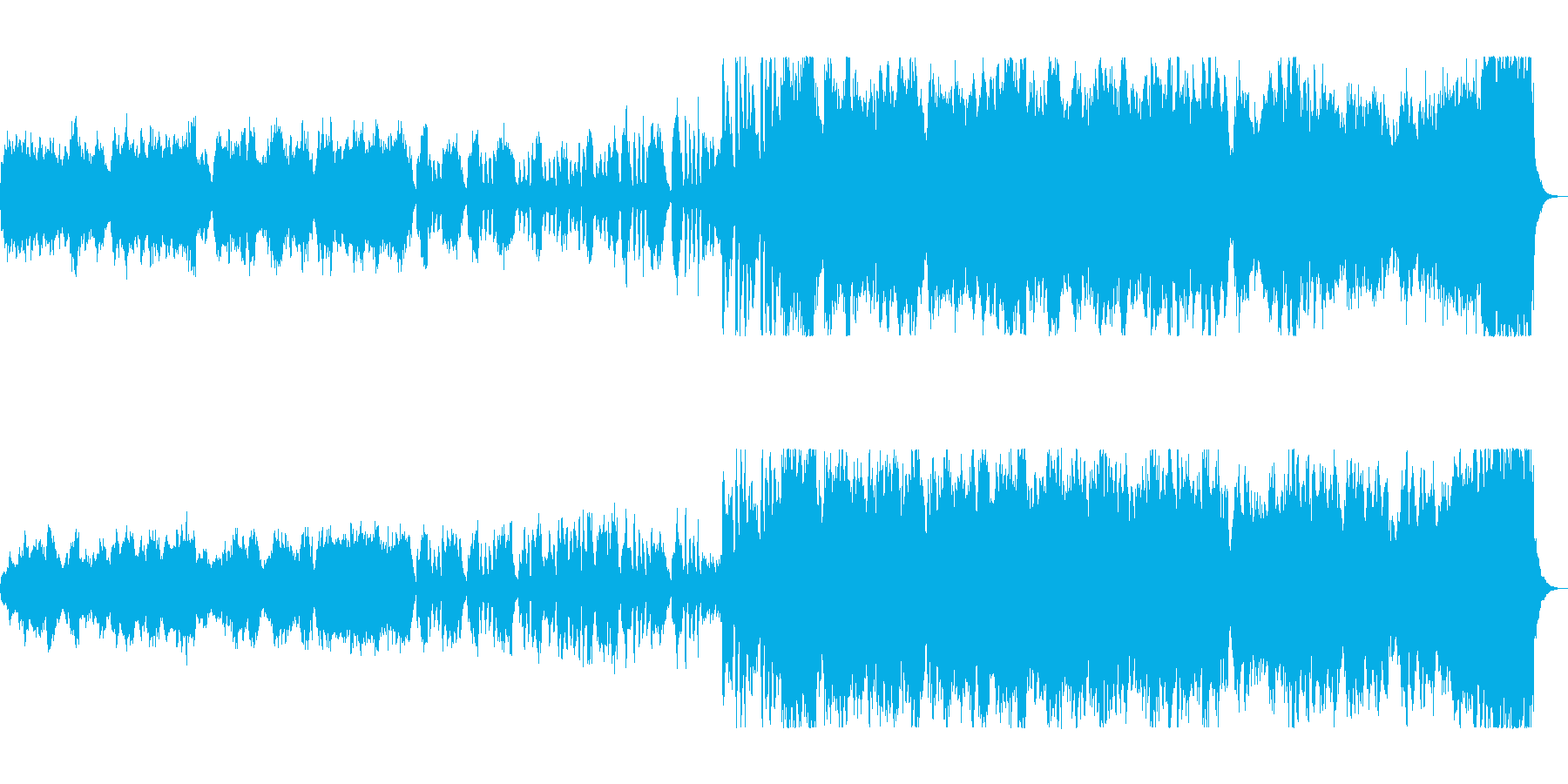 ゆっくりした広がりのあるオーケストラの曲の再生済みの波形