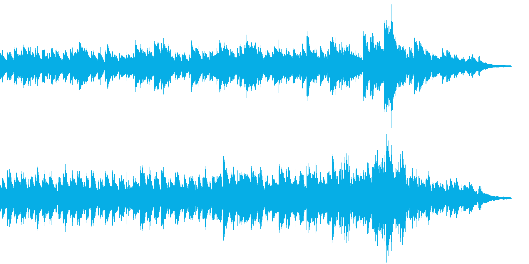 優しく柔らかい音色の映像用ピアノ曲の再生済みの波形