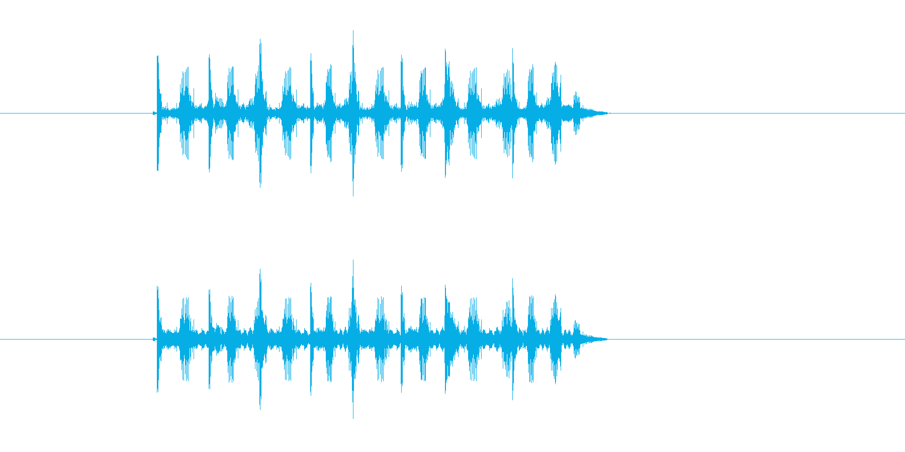 ロボットの歩行音のような効果音の再生済みの波形