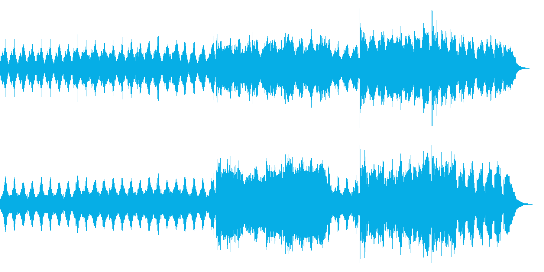 少しドラマチックで緊張感のある曲の再生済みの波形