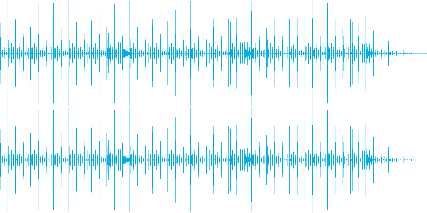昔のパソコンの音源を使ったリズムループの再生済みの波形