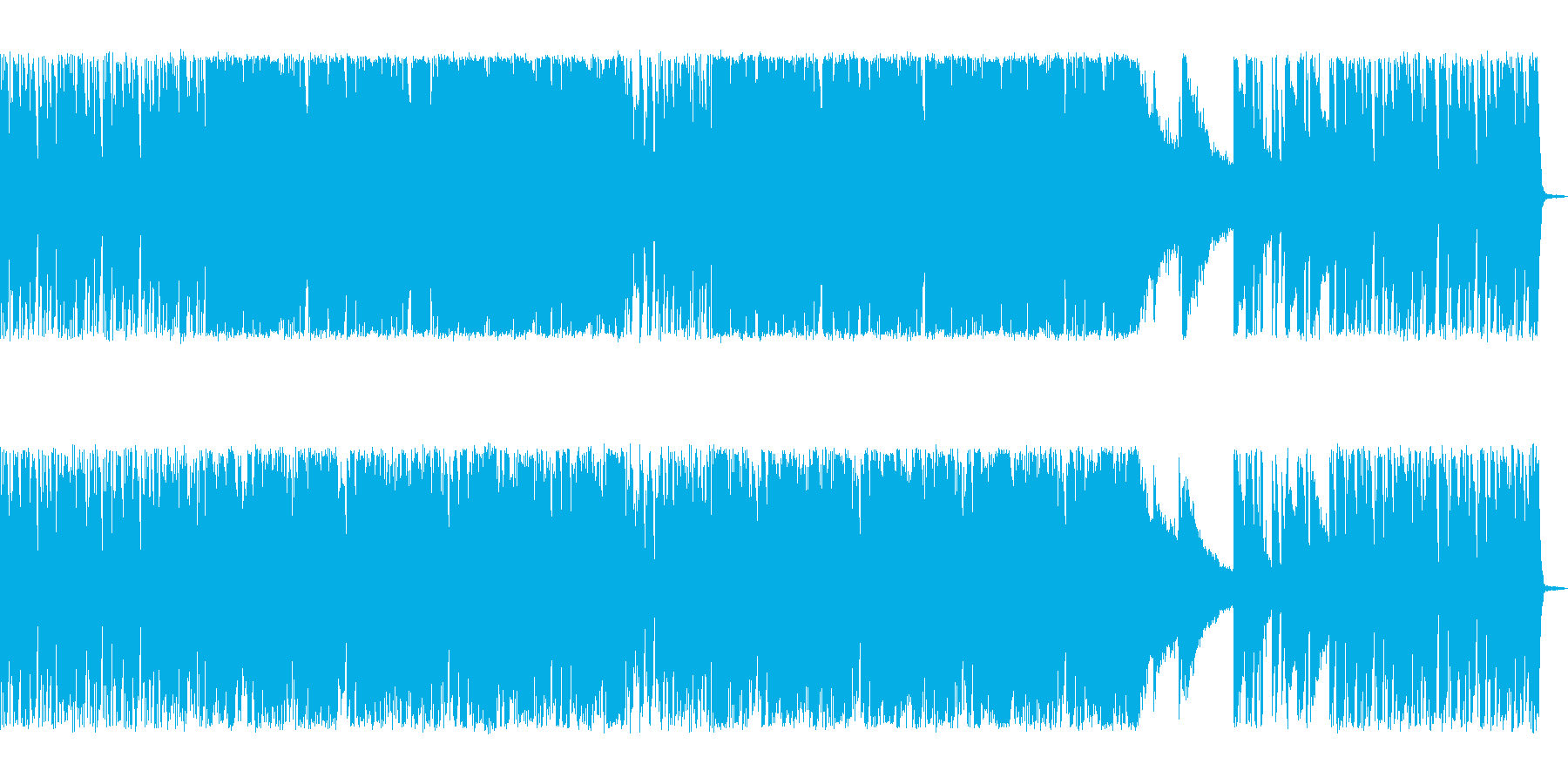 シンセサイザーを使ったテクノ系の曲の再生済みの波形