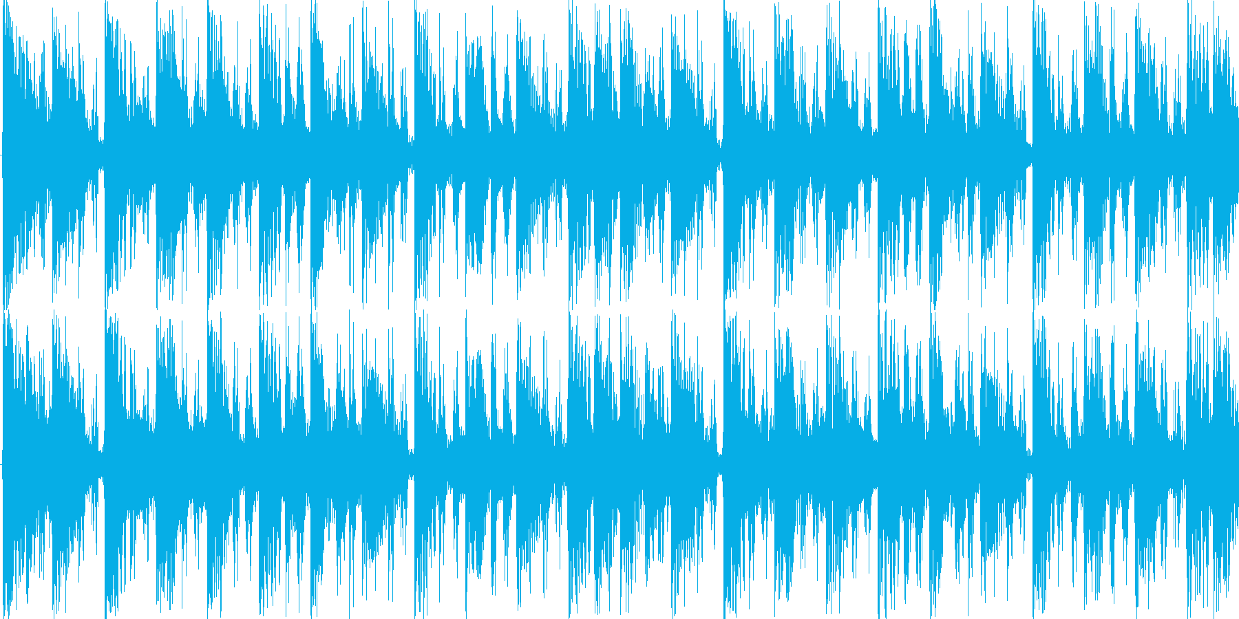 細かく刻まれたリズムをもとにした楽曲で…の再生済みの波形