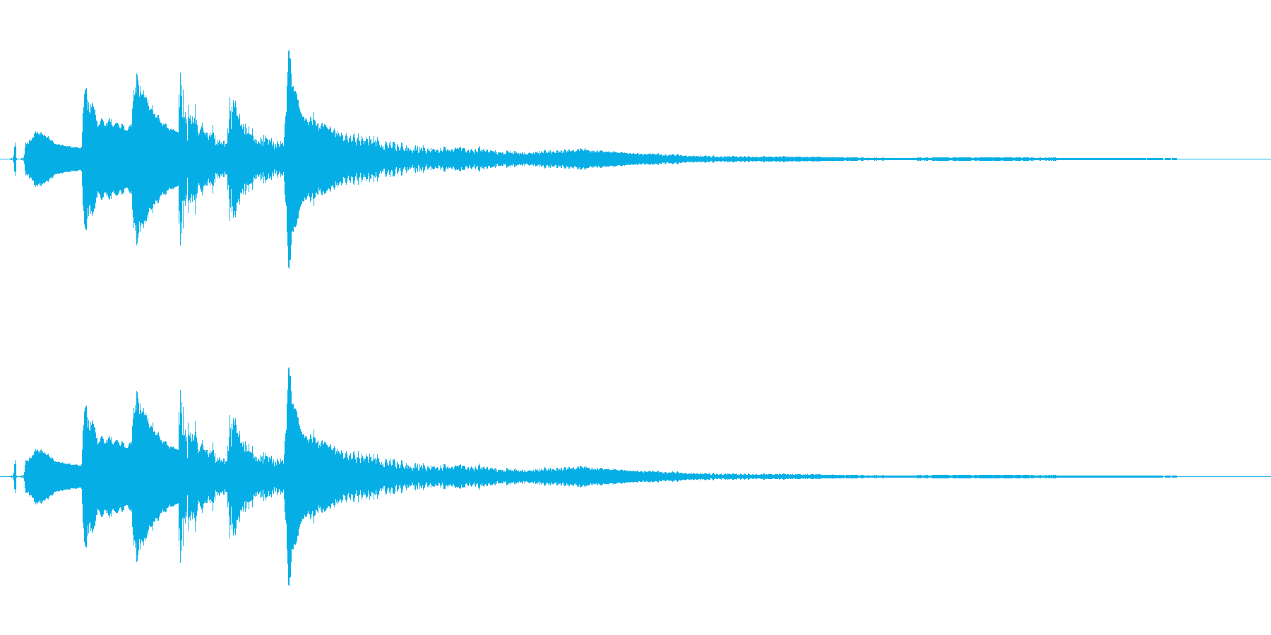 ピアノ。ホラーの発見音など。の再生済みの波形