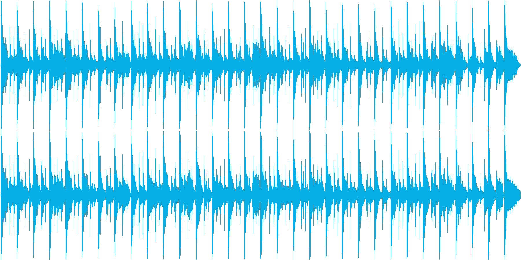 細かく刻まれたリズムをもとにした楽曲で…の再生済みの波形