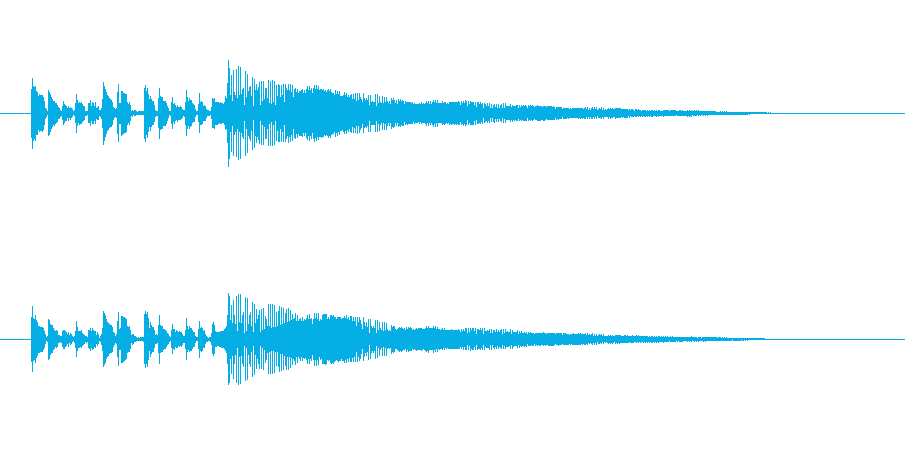 シンプルギター音(弦、弾く)の再生済みの波形