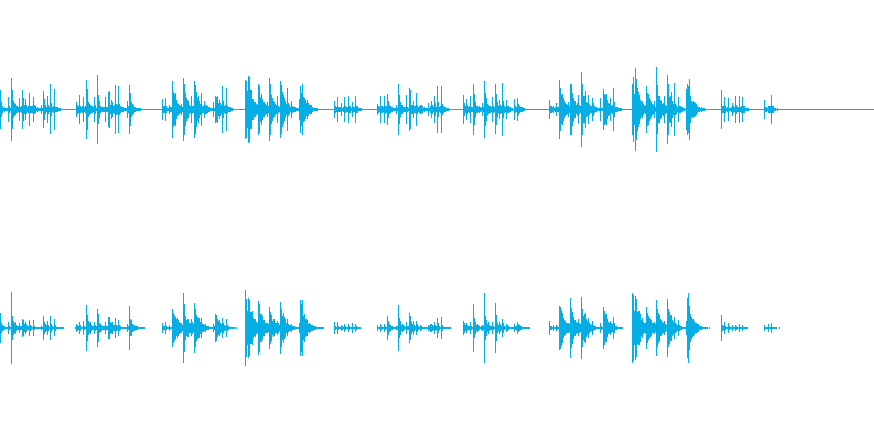 打楽器のみのちょっとコミカルな曲の再生済みの波形