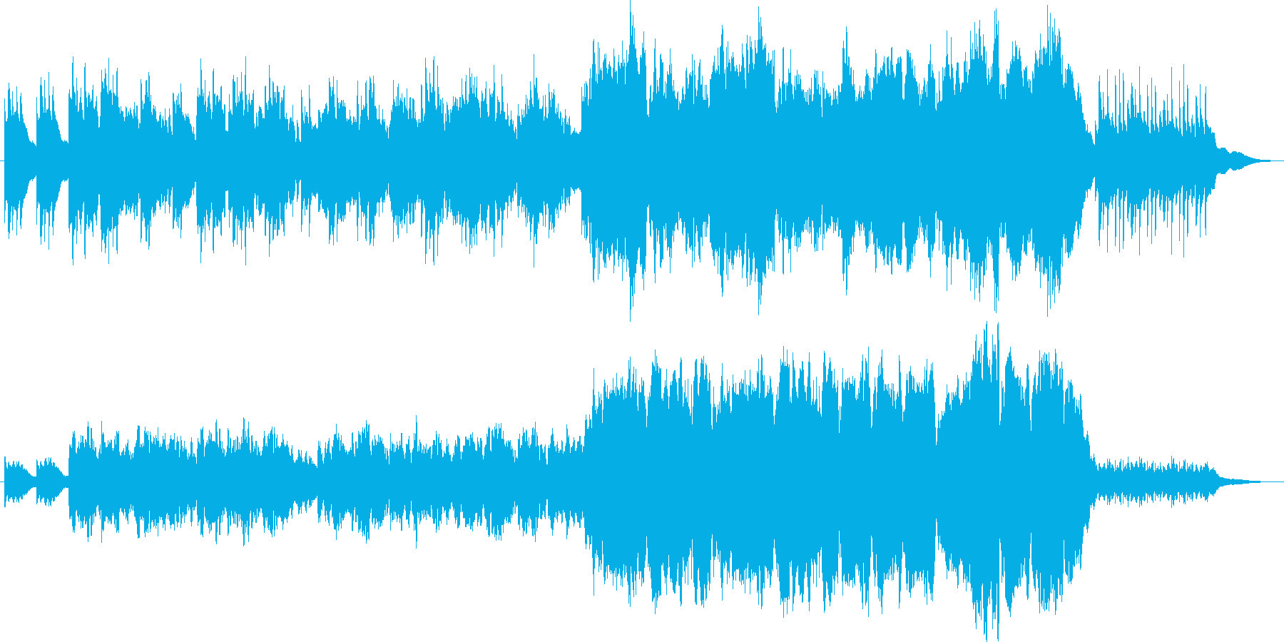 オーケストラによる暗い曲の再生済みの波形