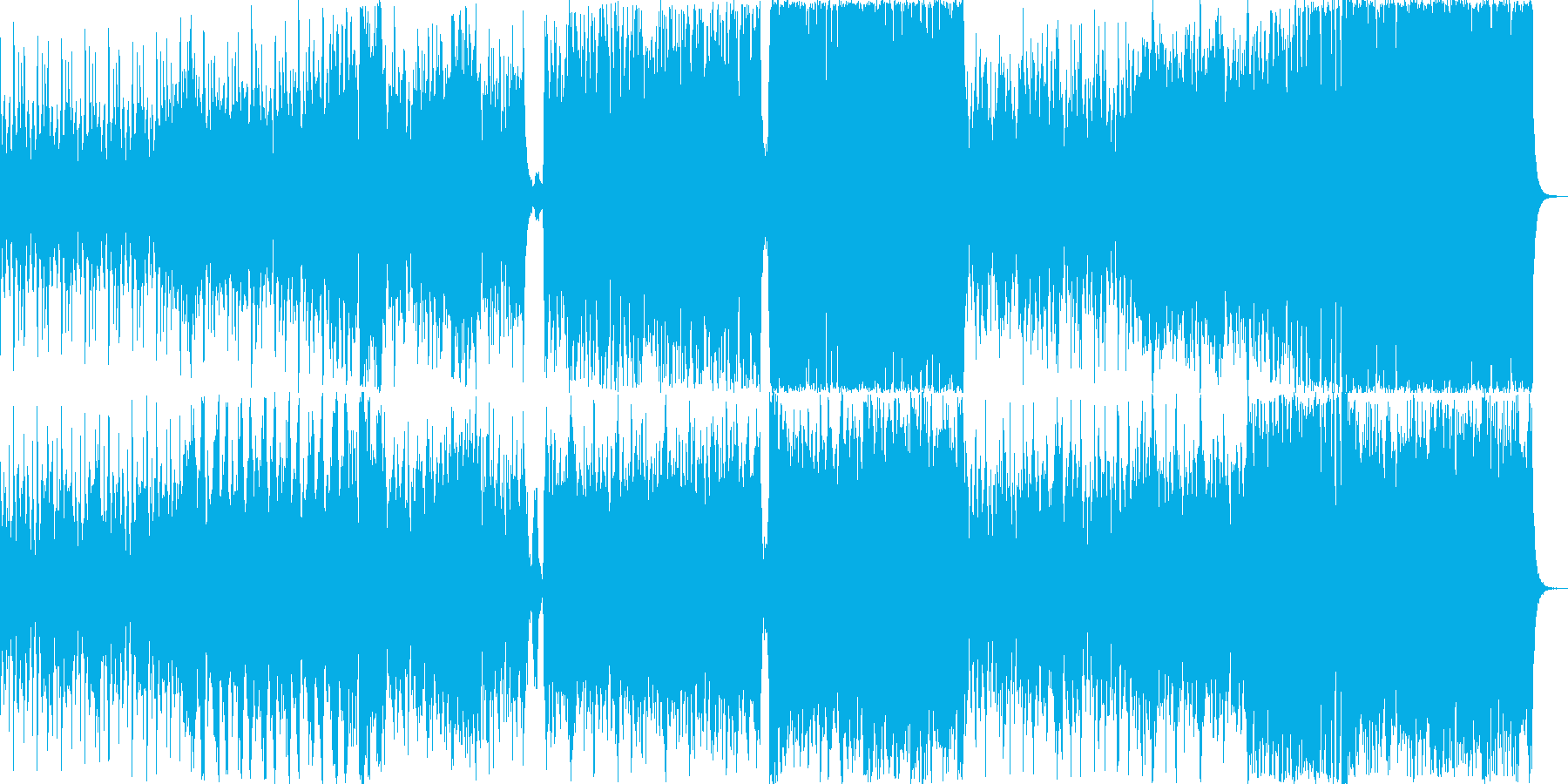 和楽器を中心にした激しいオーケストラ楽曲の再生済みの波形