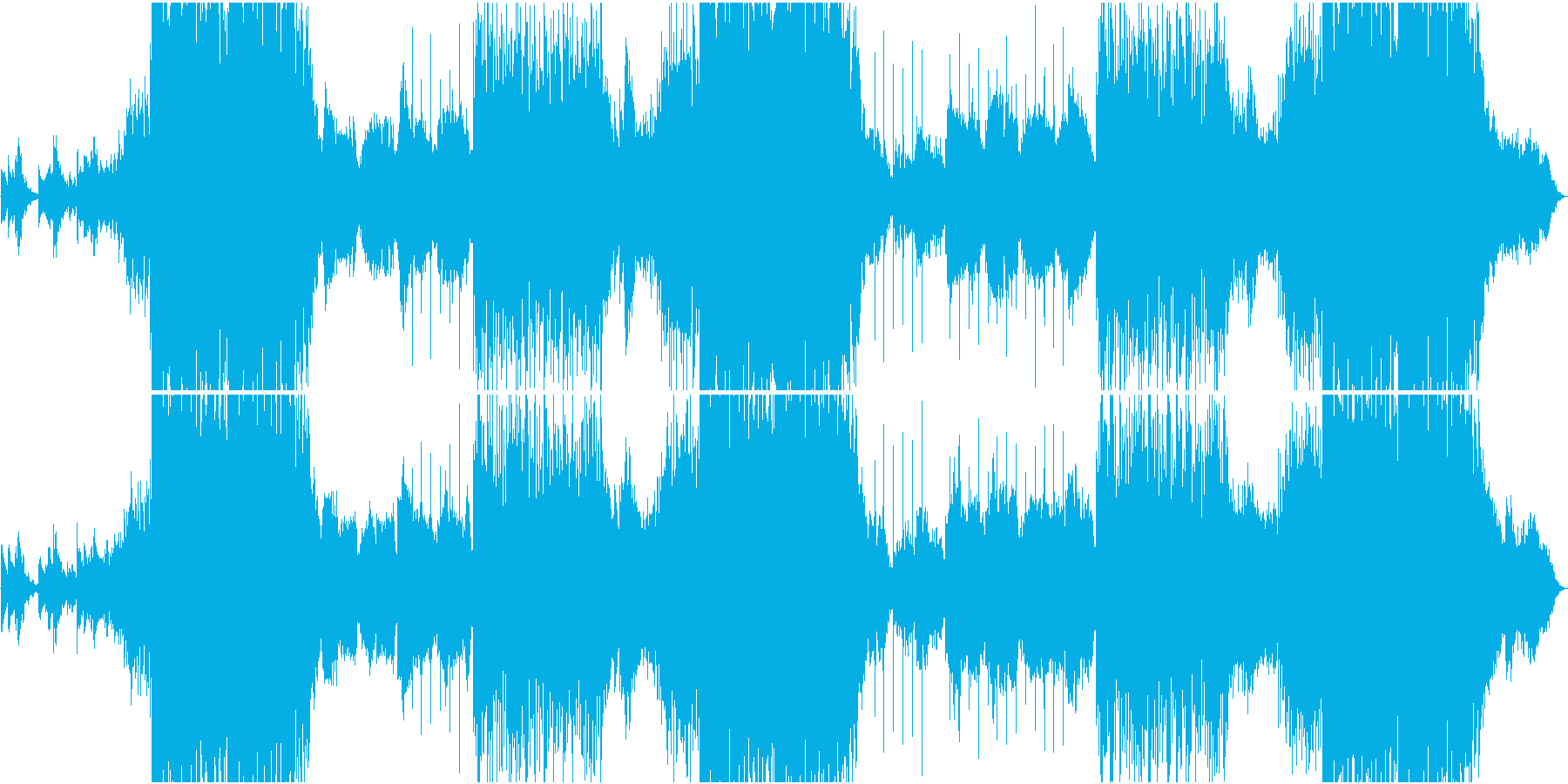 EDM静・動が交錯する切ないメロの楽曲の再生済みの波形