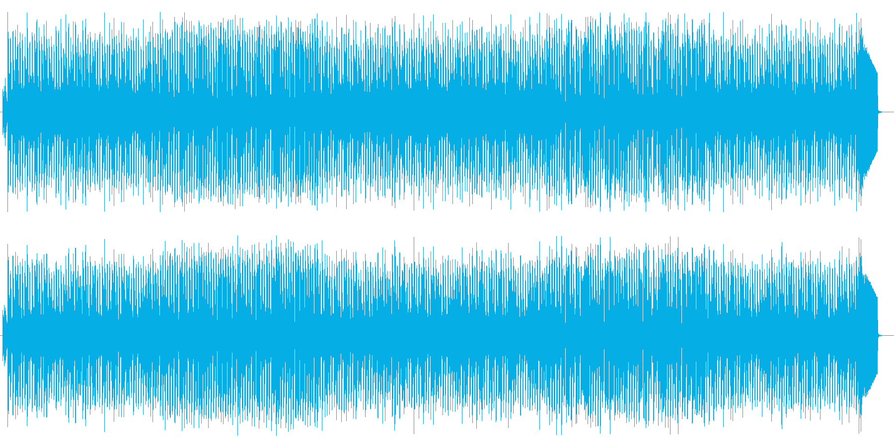畳みかけるようなリズムが緊張感をあおる曲の再生済みの波形