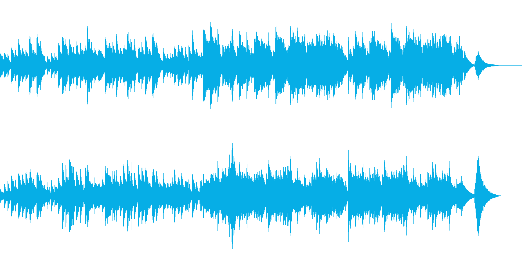 優しくてメロディアスな45秒のピアノ楽曲の再生済みの波形