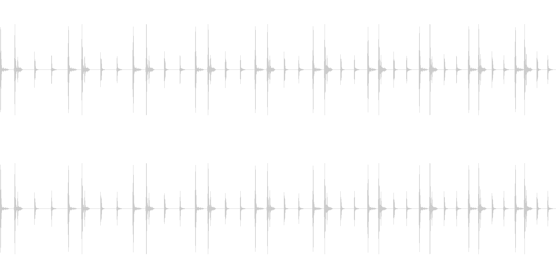 心臓と秒針が早くなっていく音の未再生の波形