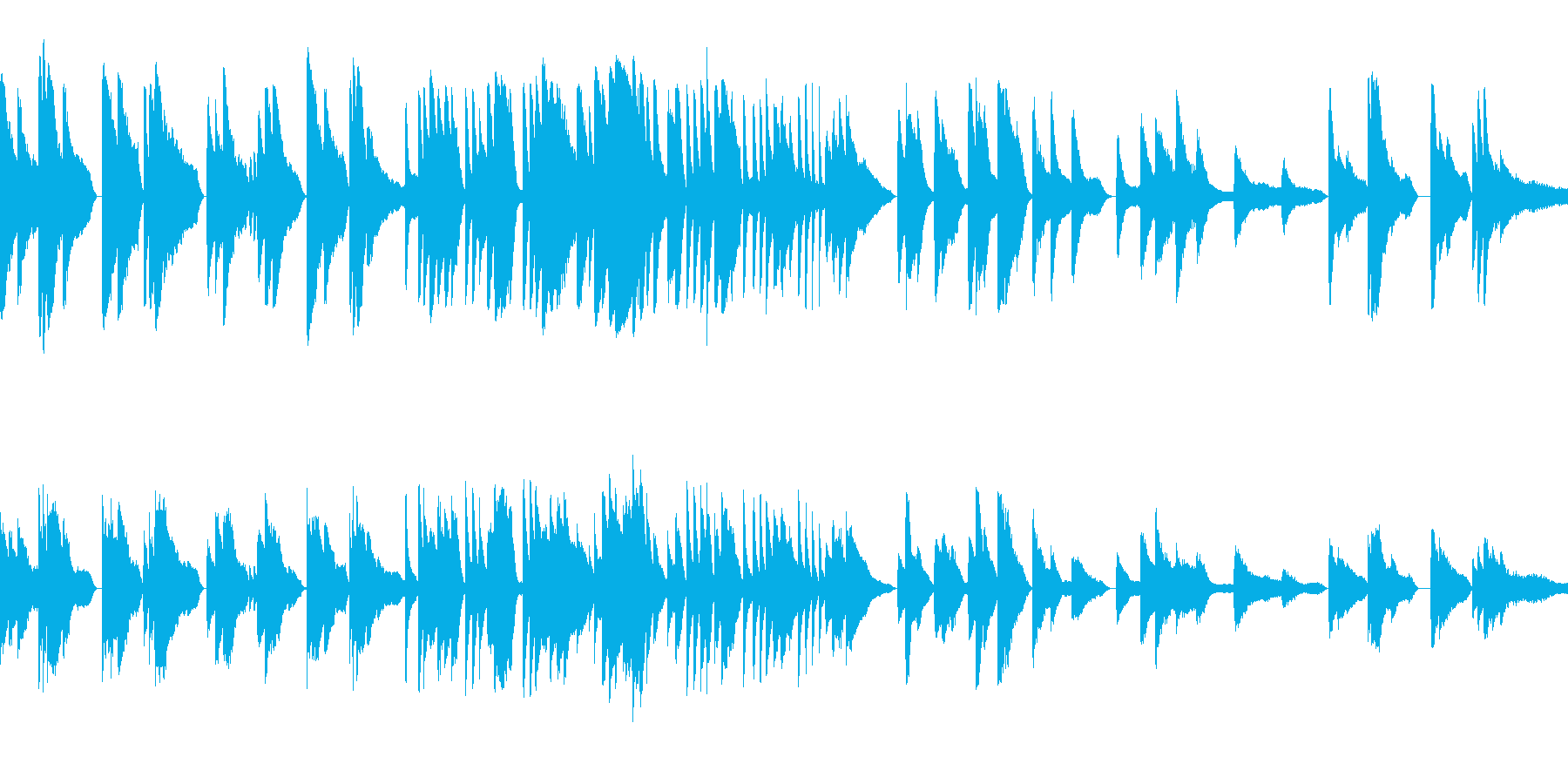 ピアノを使ったゆったりした曲の再生済みの波形