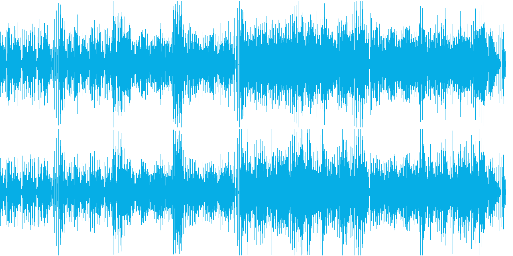 軽快で後半に情緒のあるメロディーが来る曲の再生済みの波形