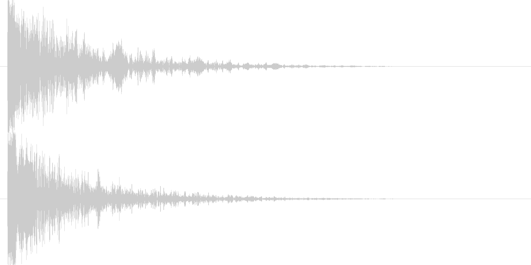 高音のアタック音と低音の余韻の未再生の波形