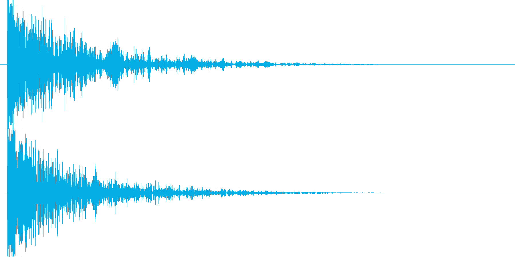 高音のアタック音と低音の余韻の再生済みの波形