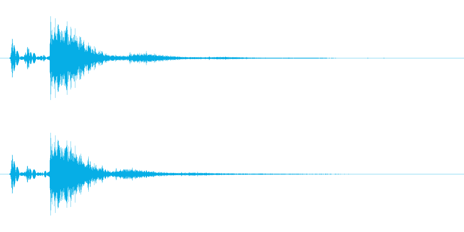 同一音をエフェクト加工したクリック音で…の再生済みの波形