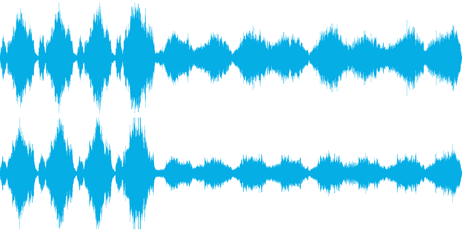 これから何かがはじまるような、勇壮な曲の再生済みの波形