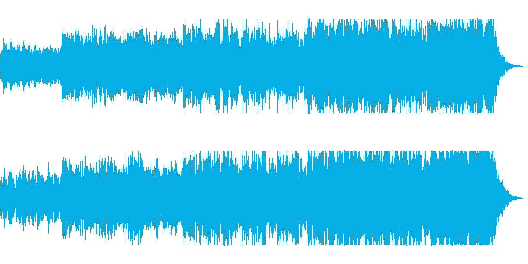 壮大で前向き広がりのあるオーケストラの曲の再生済みの波形
