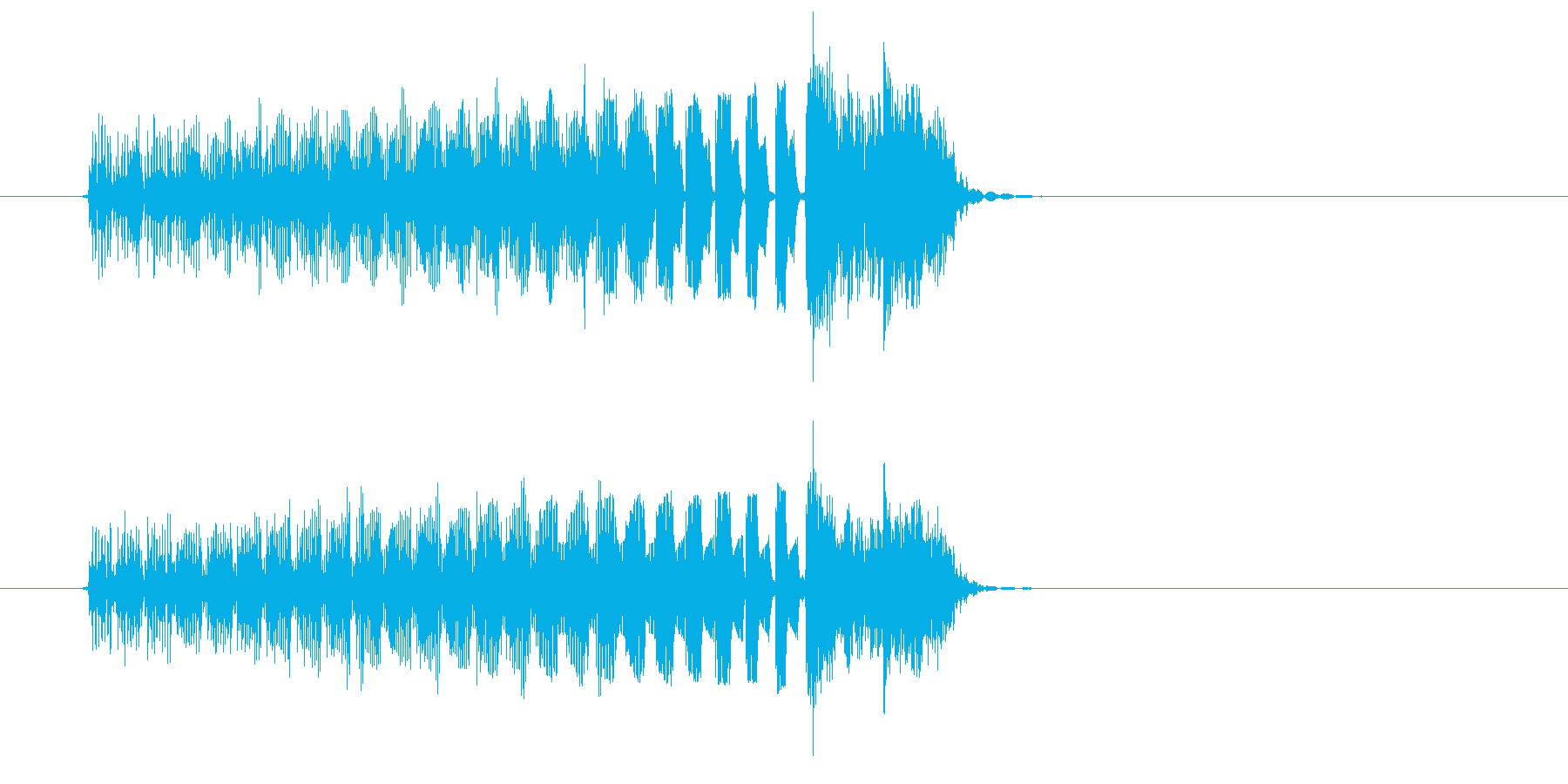 タラララと細かく刻まれたコンピューター音の再生済みの波形