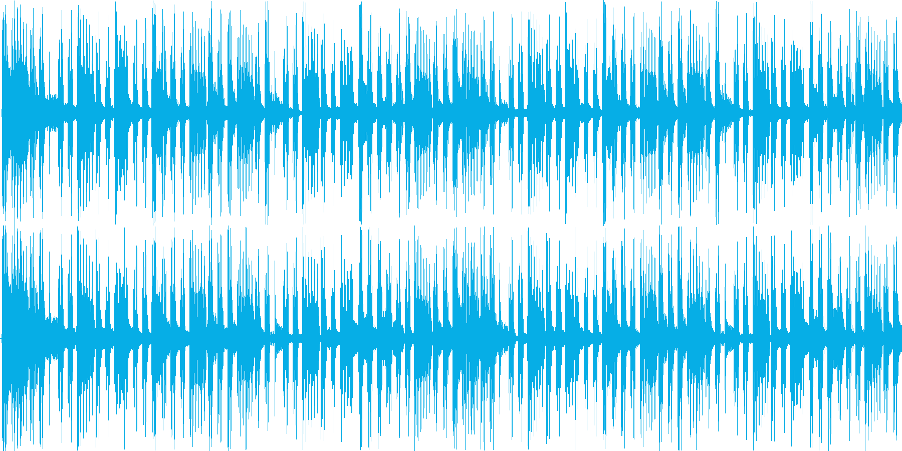 細かく刻まれたリズムをもとにした楽曲で…の再生済みの波形