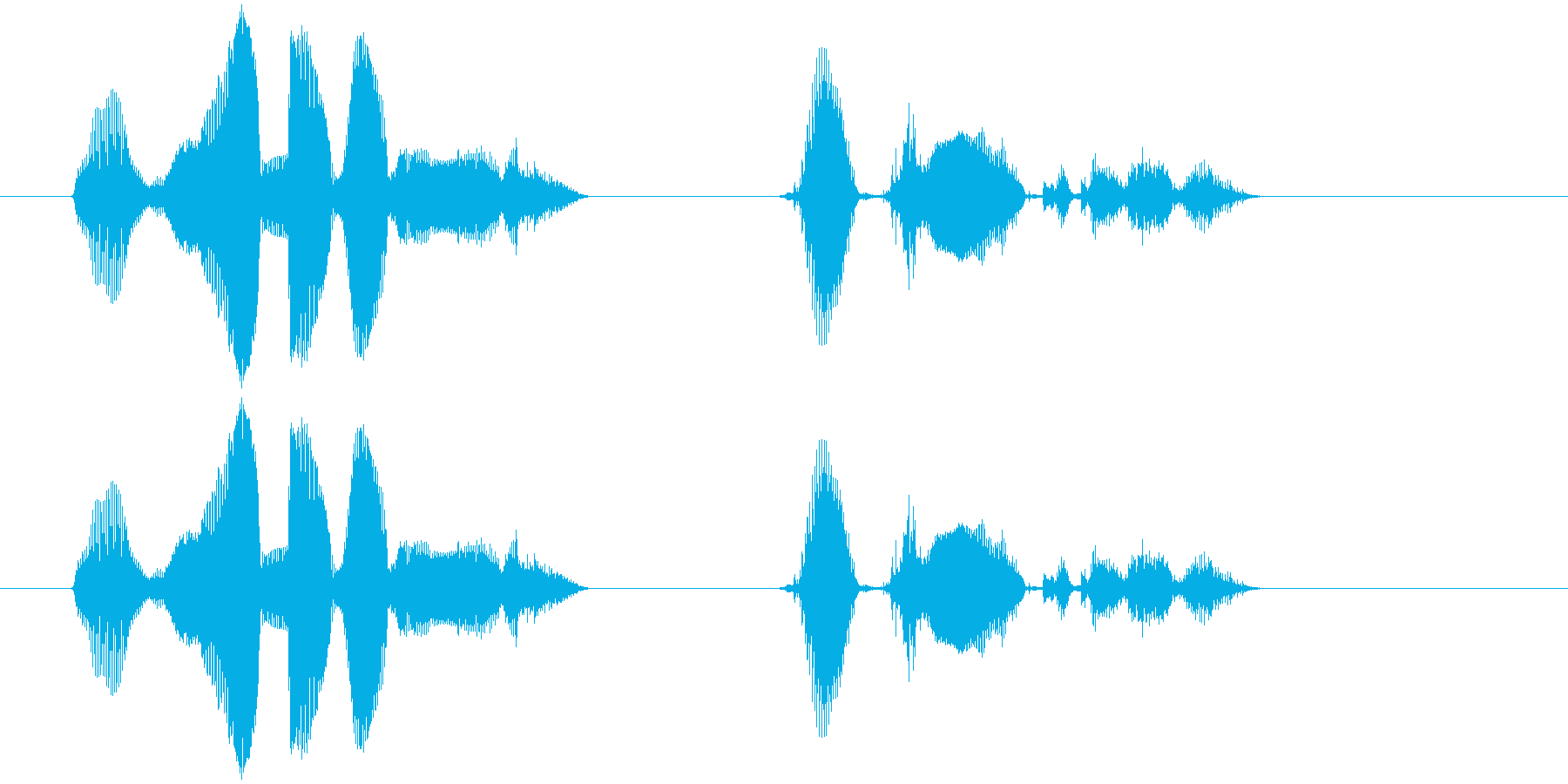 右へ曲がります。ご注意ください。の再生済みの波形