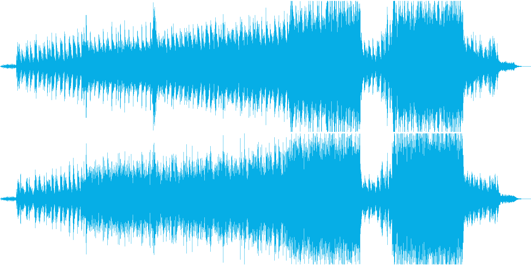 ピアノとストリングス主体の映像的な曲の再生済みの波形