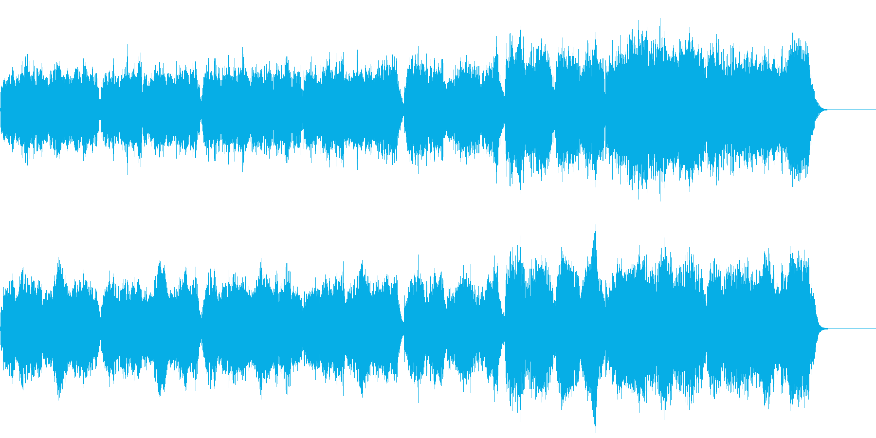 バロック編成の約1分のオリジナル曲の再生済みの波形