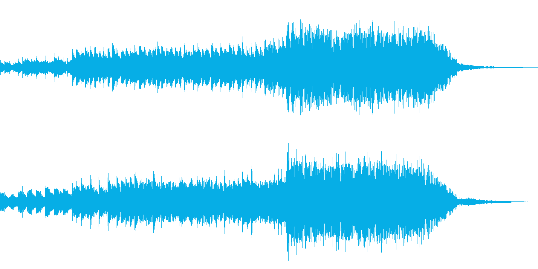 明るい希望に溢れていくピアノとシンセの曲の再生済みの波形