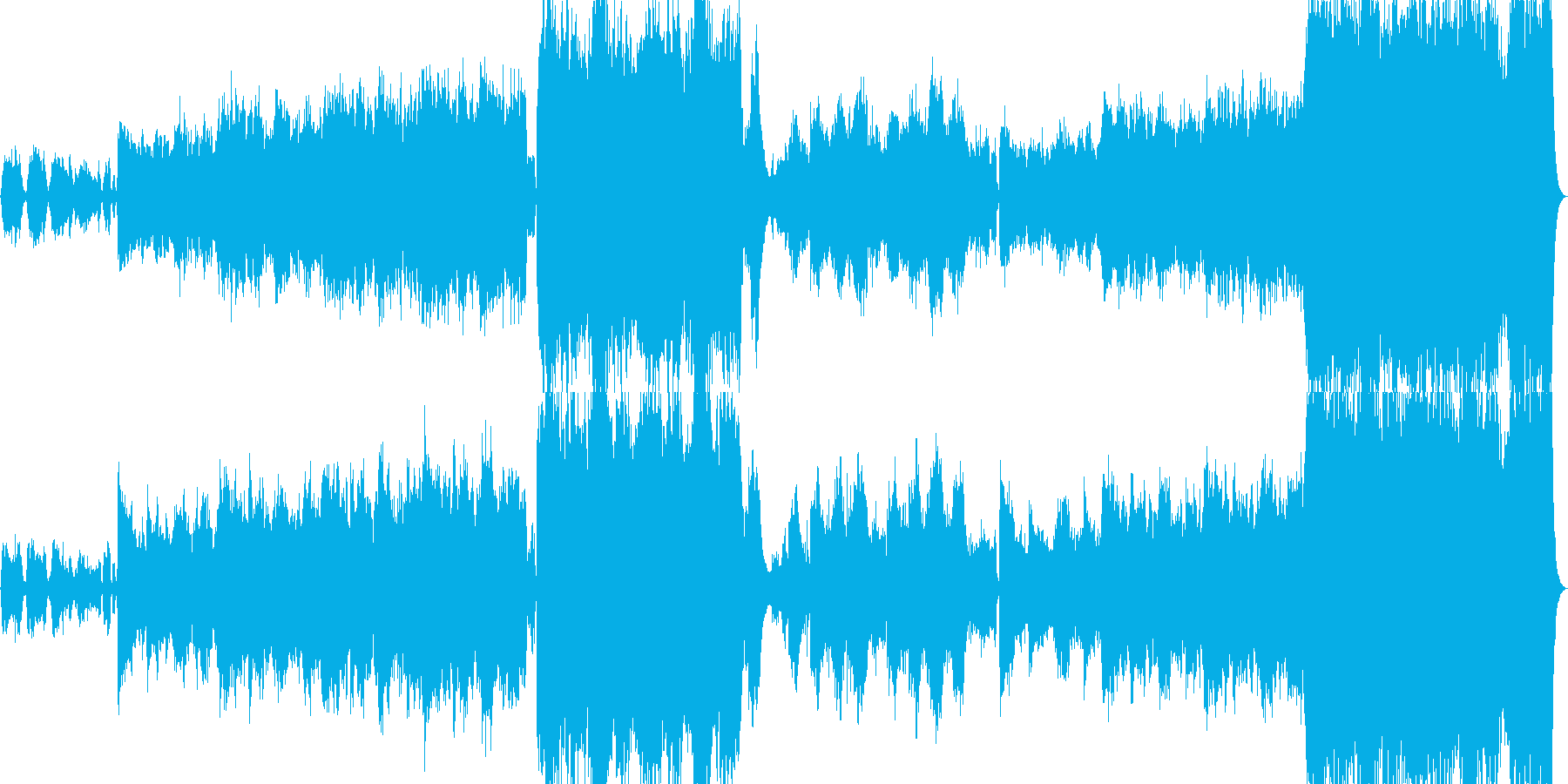 荘厳で聖なる雰囲気のオーケストラ楽曲の再生済みの波形