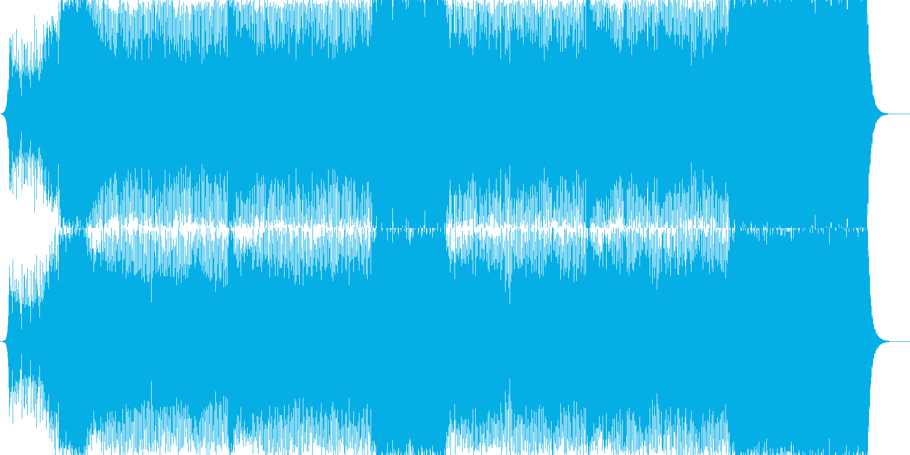走るシーンをイメージしたロック風の曲の再生済みの波形