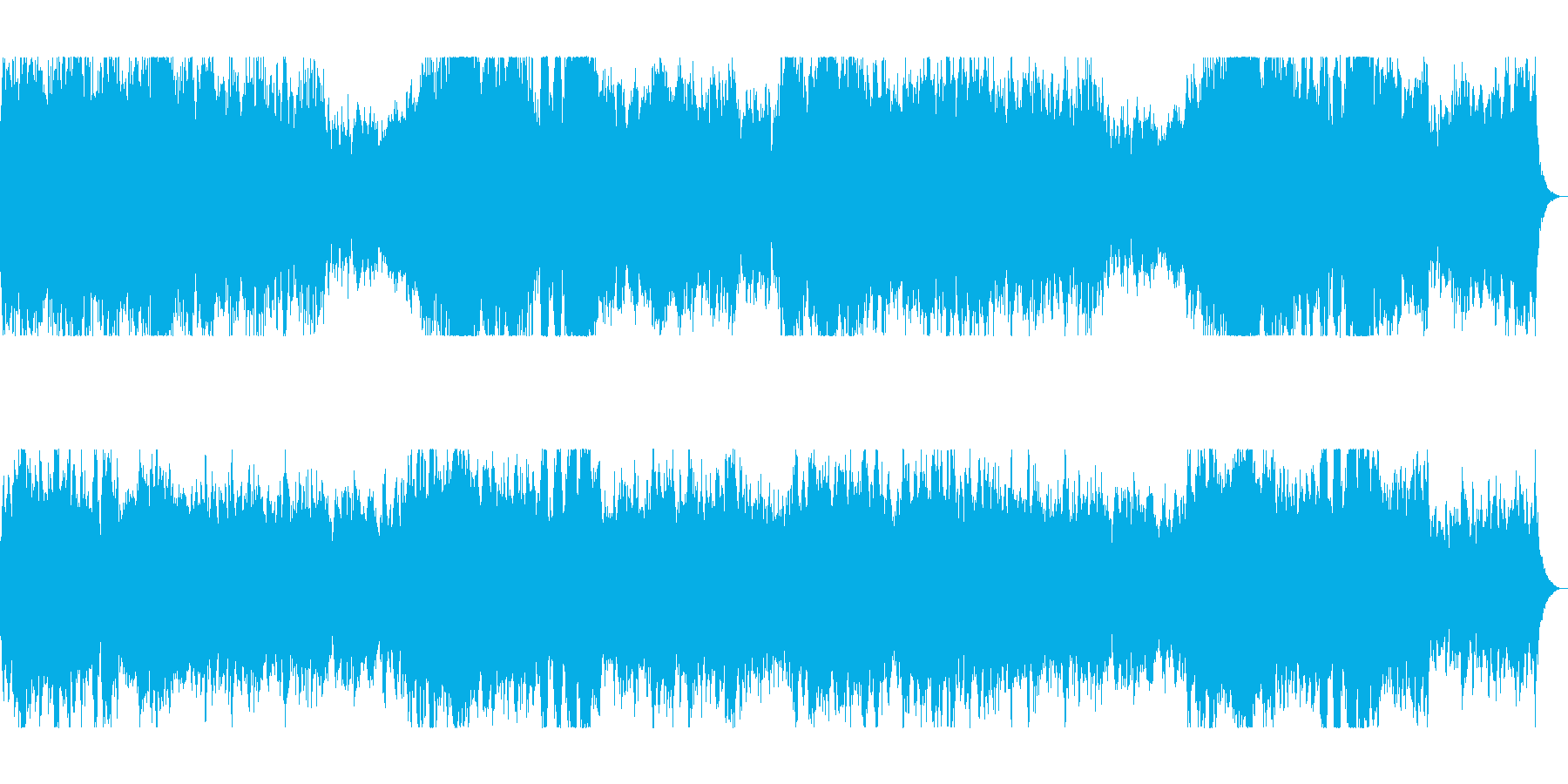 壮大で前向き広がりのあるオーケストラの曲の再生済みの波形