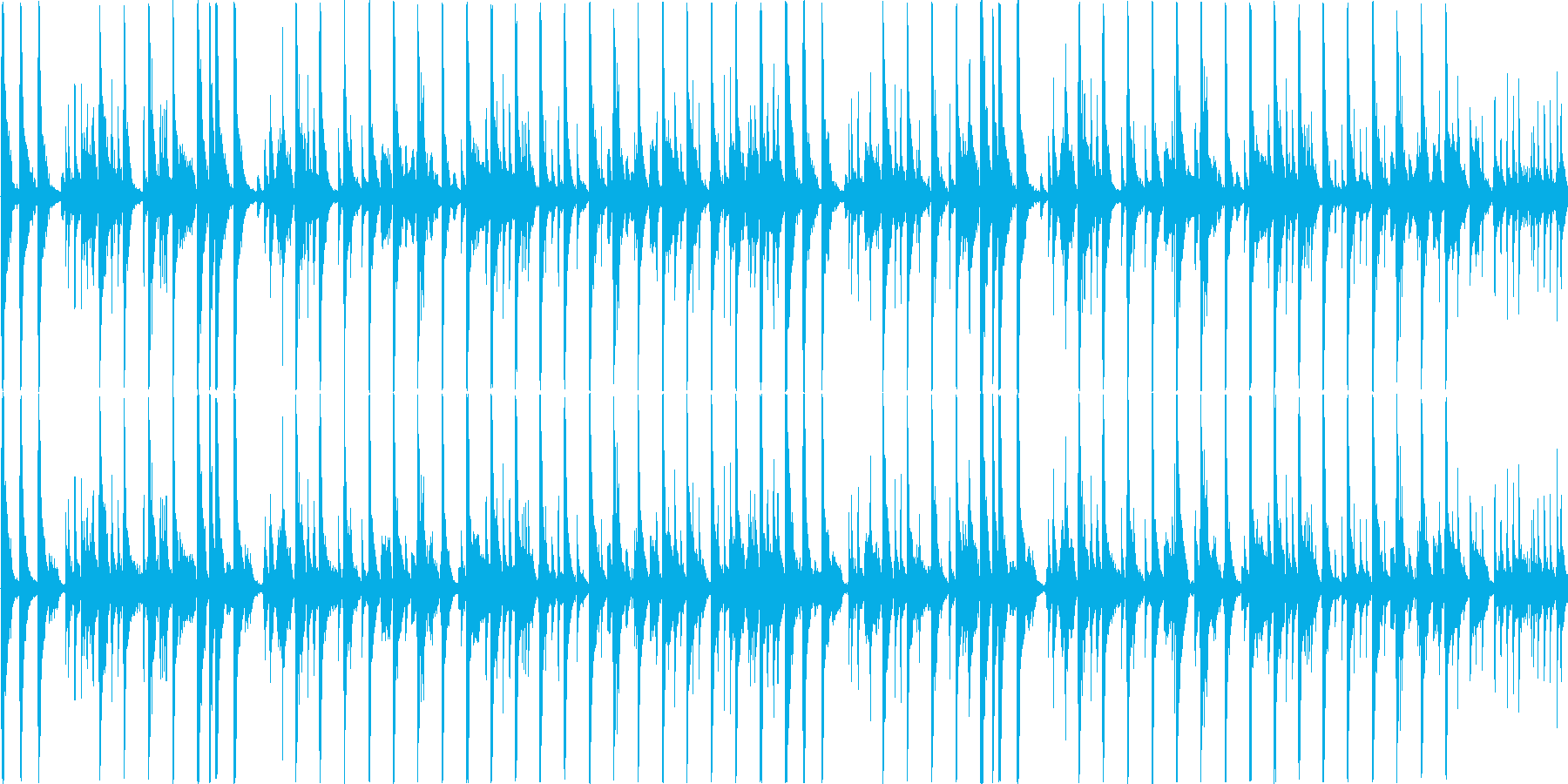 細かく刻まれたリズムをもとにした楽曲で…の再生済みの波形